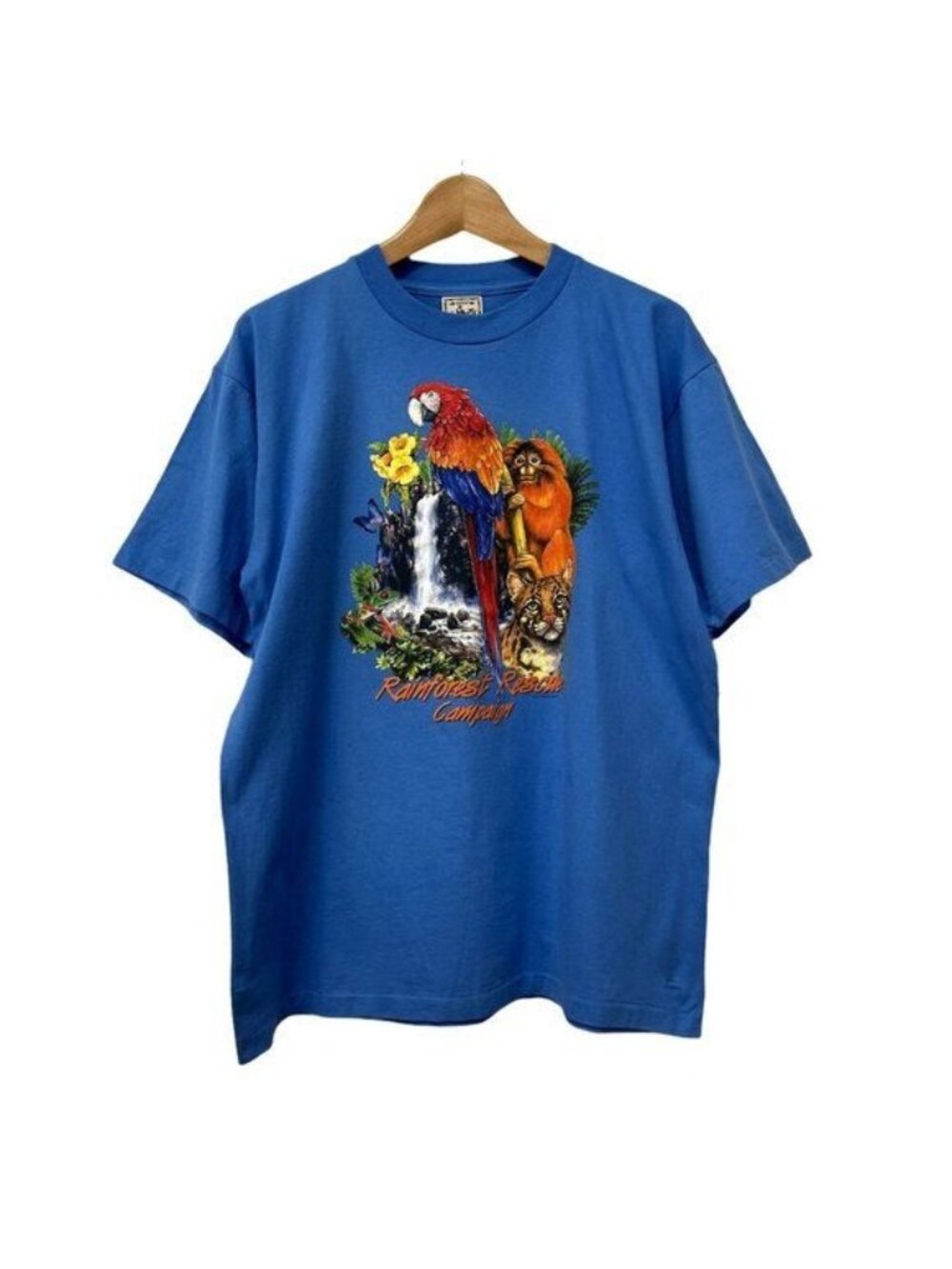 Rainforest Rescue Campaign 2003 Single Stitch Blue Tee sz Large